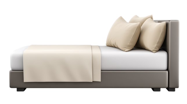 Cozy bedroom decor, inviting bed with plush pillows and soft blanket for restful sleep