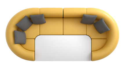 Cozy living room workspace, laptop on a comfortable couch for remote work and relaxation