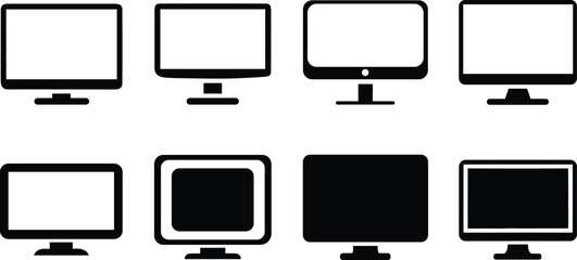 Collection of computer monitor icons symbolizing technology and digital devices
