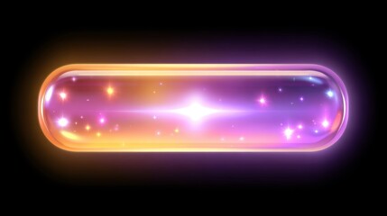 Glowing magical energy capsule with colorful sparkling star effects on black background