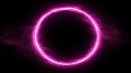 Glowing pink energy ring with ethereal effects on black background