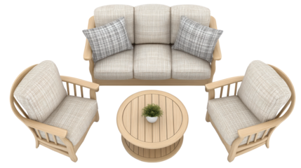 Modern furniture set, stylish table with three matching chairs for contemporary living spaces