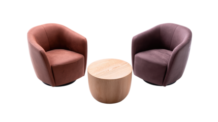 Rustic charm, three wooden chairs gathered around a simple table in cozy setting