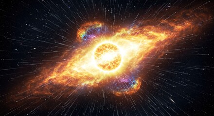 Stunning cosmic explosion ignites the universe with vibrant nebulae and streaking starlight