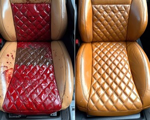 Car seat cleaning before and after