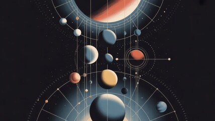 Abstract Cosmic Planets Aligned with Geometric Celestial Orbit Patterns