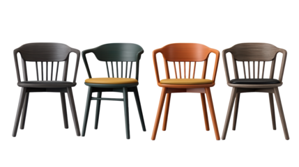 Vibrant array of colorful chairs, a spectrum of seating options for modern interior design