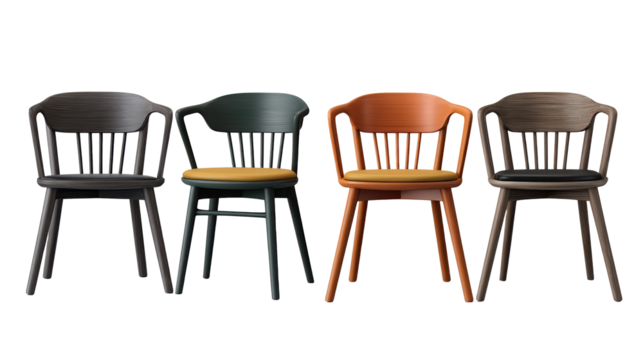 Vibrant array of colorful chairs, a spectrum of seating options for modern interior design
