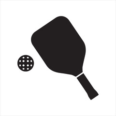 Pickleball paddle with ball flat vector icon for sports apps and websites