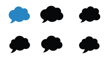 Arrangement of speech bubbles in varying shades and a single blue bubble