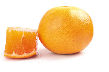 Fresh Orange Fruit with Slice on White Background - Citrus Produce Photography