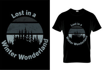 Winter forest related t-shirt design with mockup