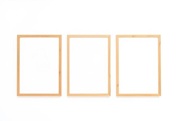 Three empty picture frames on white background,  photography,  white