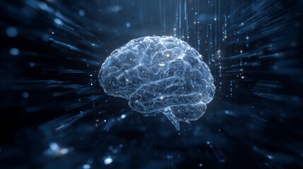 Digital neural network concept with abstract mind visualization