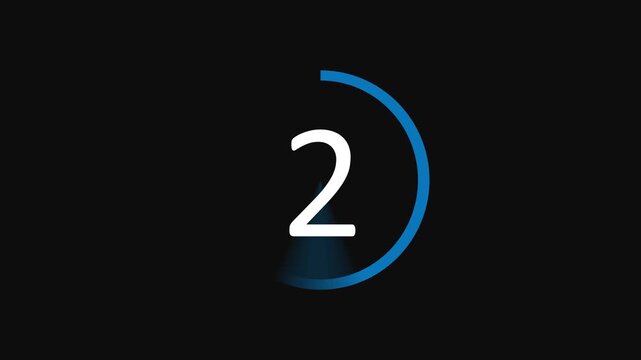 Minimalist blue circle video countdown timer from one to five