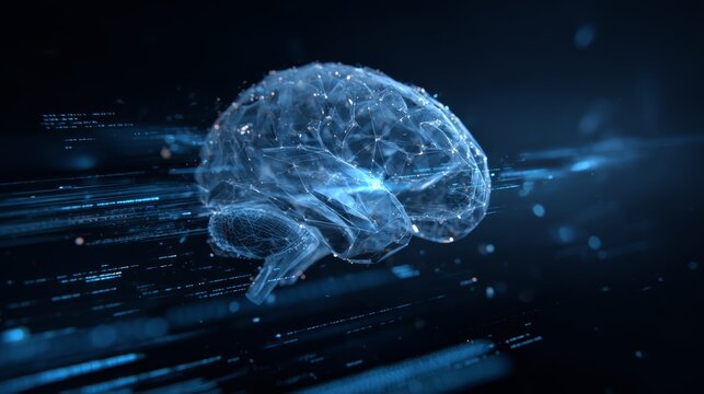 Digital neural network concept: futuristic ai technology with virtual brain model visual