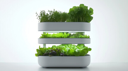 Fresh leafy greens and red lettuce varieties growing in a vertical hydroponic system, showcasing sustainable farming, organic produce, and modern indoor agriculture with vibrant colors.