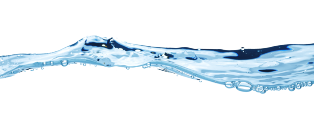 Water wave, isolated on transparent background close-up, clean drinking water concept