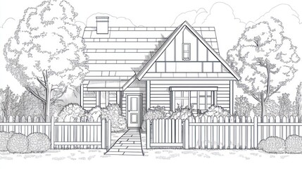 Line drawing home exterior design