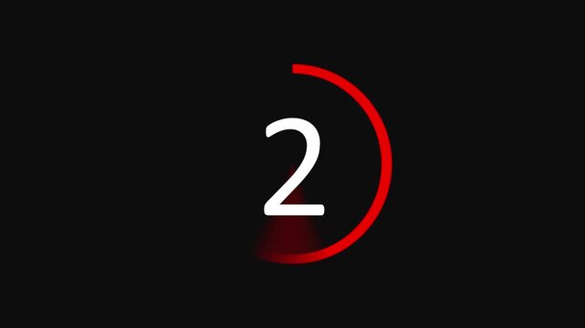 Minimalist red circular countdown timer 1-5 for video use
