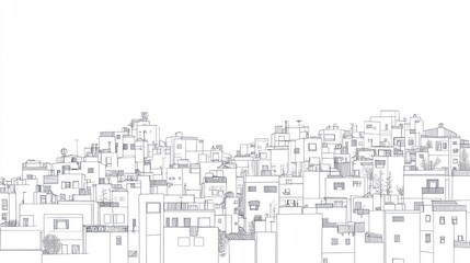 Urban sketch cityscape line drawing