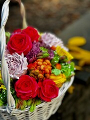 marshmallow flowers in a basket	