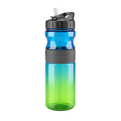Blue and Green Gradient Water Bottle with Straw sports bottle