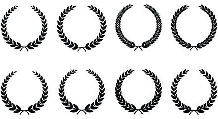 Collection of black laurel wreaths arranged in a grid pattern graphic design