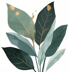 Elegant Botanical Line Art Leaves Vector