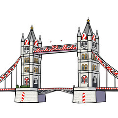 Tower bridge london landmark illustration isolated on transparent background