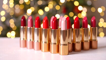 Row of lipsticks in various shades
