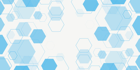 Abstract blue hexagon banner background.