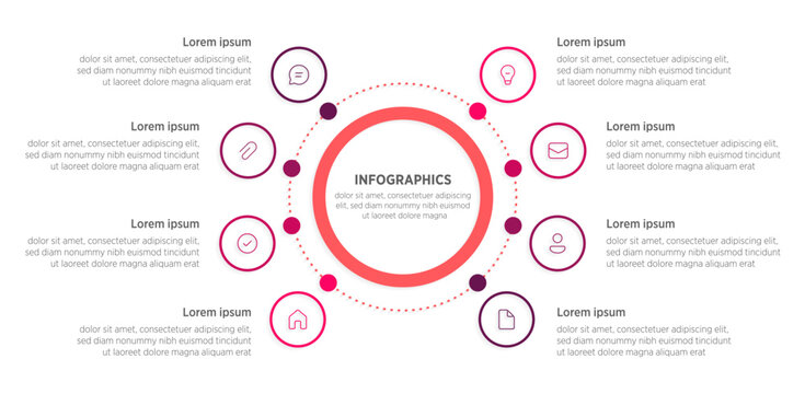 Business Infographic Template – 8 Options
Modern and versatile design with eight segments, perfect for showcasing workflows, processes, and business concepts.