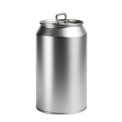 Isolated aluminum soda or beverage can with pull tab on a transparent background