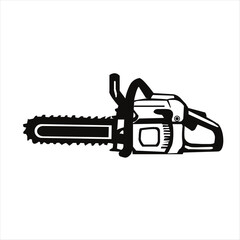 Monochrome Chainsaw Illustration Tool Isolated on White Background