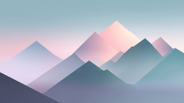 Abstract mountain landscape illustration Serene Abstract Mountain Landscape in Pastel Tones for contemporary stock photography, perfect for backgrounds, presentations, marketing, and digital media pro