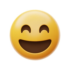 Fototapeta premium 3D Yellow Smiling Emoji Face with Wide Grin smiley