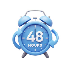 Blue 3D Alarm Clock Icon Showing 48 Hours time