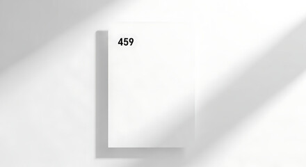 Minimalist White Paper Card with Number 459 and Soft Shadow Overlay