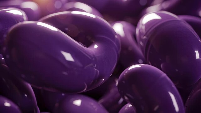 Detailed Macro Shot of Intertwined Glossy Purple Rounded Torus Structures with Subtle Lighting