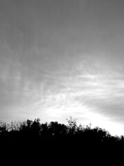 An evening sky with faint, wavy clouds. The clouds resemble the surface of water on a windy day.