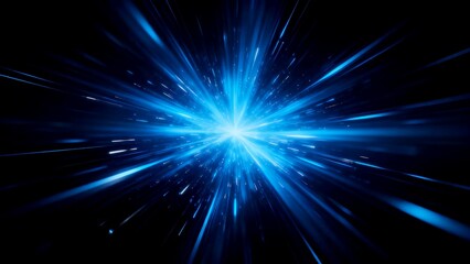 Naklejka premium Blue light explosion in space