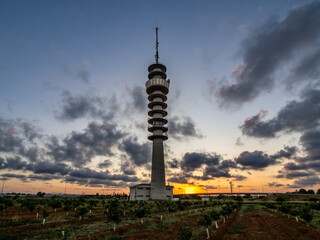 Fototapeta premium Catarroja telecommunications tower (Valencia, Spain) at sunset