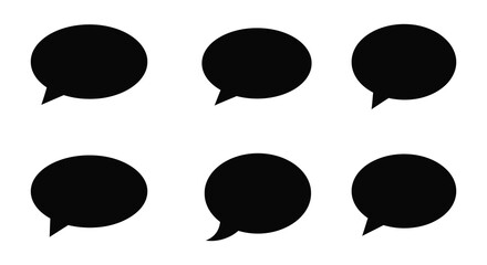 Simple black speech bubbles and dialogue boxes arranged in two rows