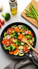 Stir-fried Vegetables in Pan.