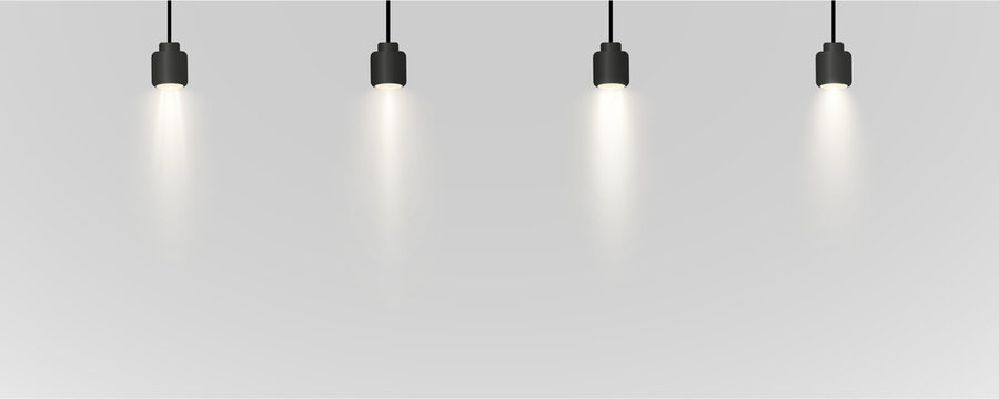 Spotlight, vector light set png, walls, studio light, different colors and shades of realistic light for design, advertising, banner, poster. Light rays and light effect
