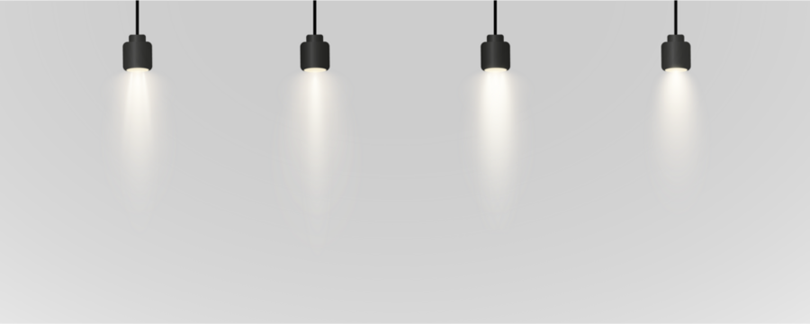 Spotlight, vector light set png, walls, studio light, different colors and shades of realistic light for design, advertising, banner, poster. Light rays and light effect	
