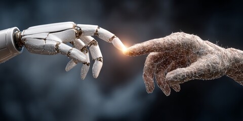 Human and robotic hand interaction in digital space