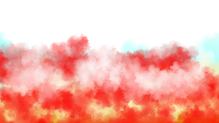 Abstract fiery red and white smoke wisps against a dark backdrop with subtle teal accents isolated on white background