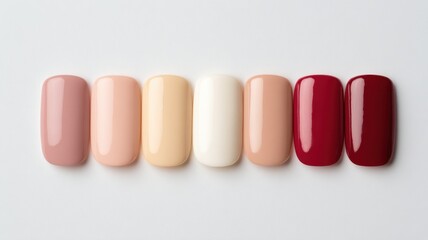  Color polish gel nail aesthetics background. Trendy Gel Nail Color Palette for Flat Lay Photography Featuring Minimalist Shades and Swatches